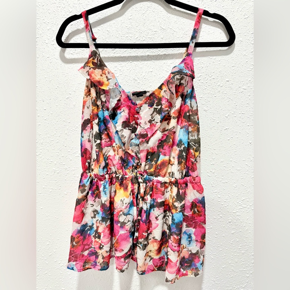 Torrid floral ruffle V-neckline peplum top M/8